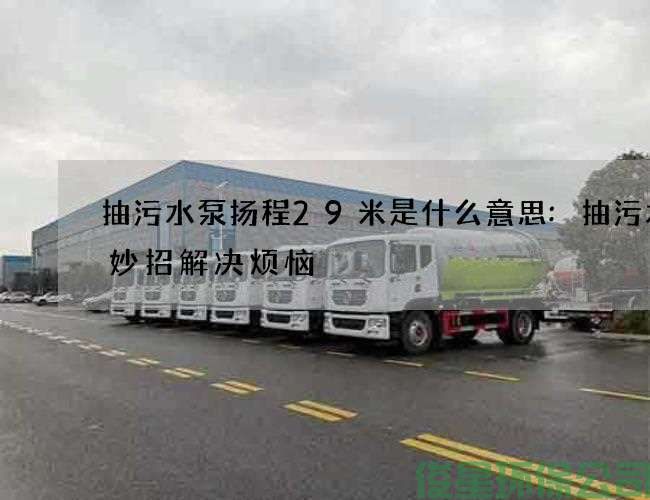 抽污水泵揚程29米是什么意思:抽污水小妙招解決煩惱